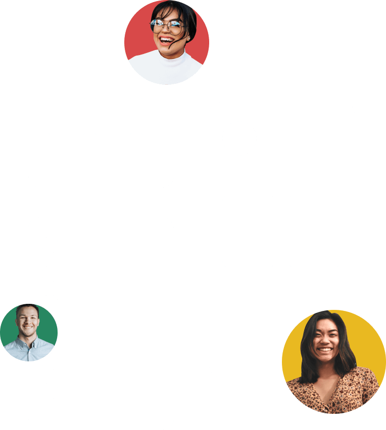 Interface placeholders with people avatars on top